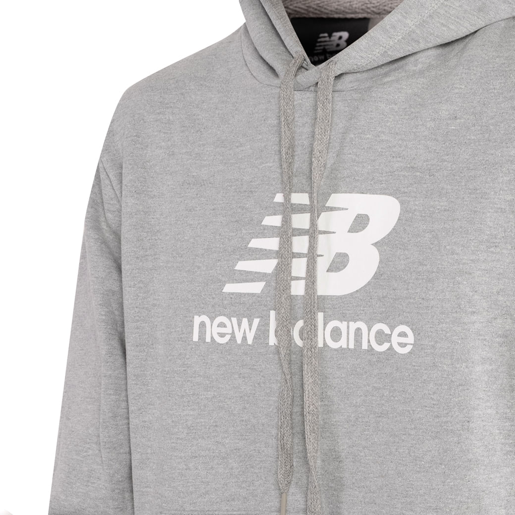 New Balance Casaco MT31537B-AG M CAPUZ ESSENTIALS Cinza Claro Mescla Algodao -7-